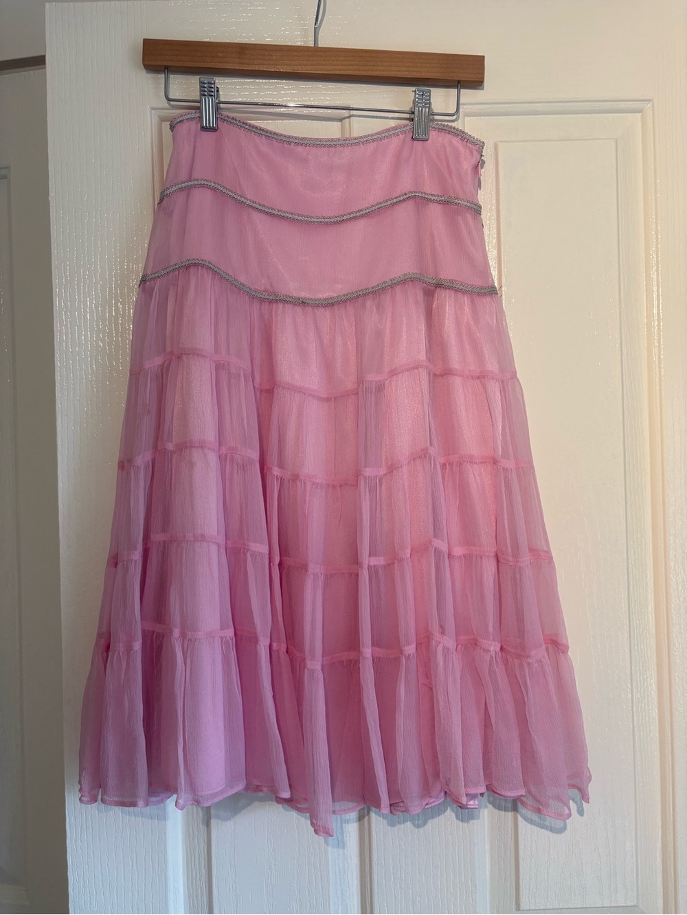 100% silk Tiered Pink Skirt